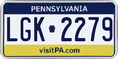 PA license plate LGK2279