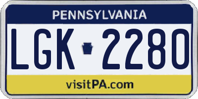 PA license plate LGK2280