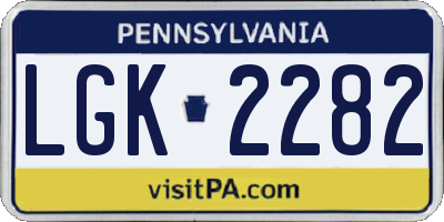 PA license plate LGK2282