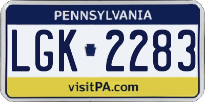 PA license plate LGK2283