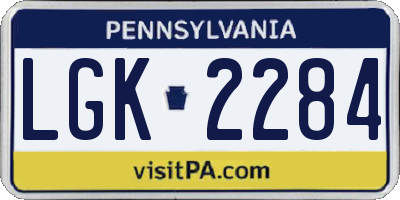 PA license plate LGK2284