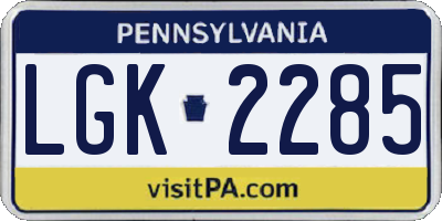 PA license plate LGK2285