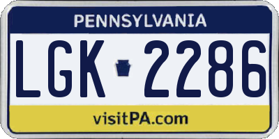 PA license plate LGK2286