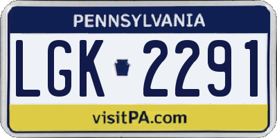 PA license plate LGK2291