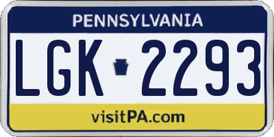 PA license plate LGK2293