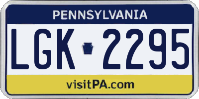 PA license plate LGK2295