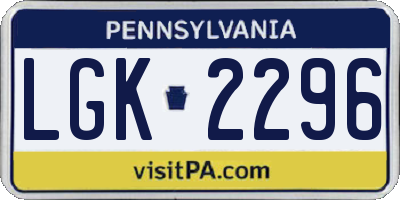 PA license plate LGK2296