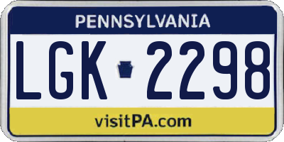 PA license plate LGK2298