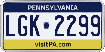PA license plate LGK2299