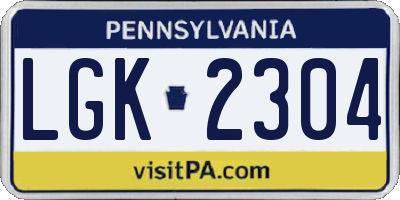 PA license plate LGK2304