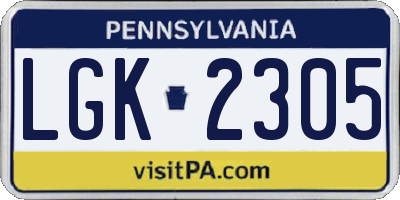 PA license plate LGK2305