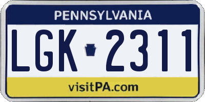 PA license plate LGK2311