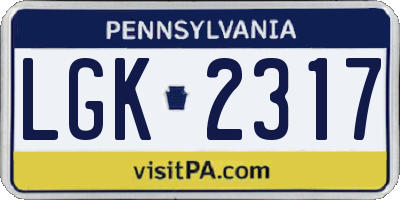 PA license plate LGK2317