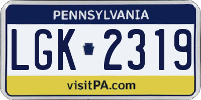 PA license plate LGK2319
