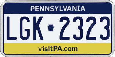 PA license plate LGK2323