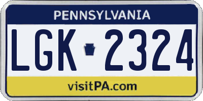 PA license plate LGK2324