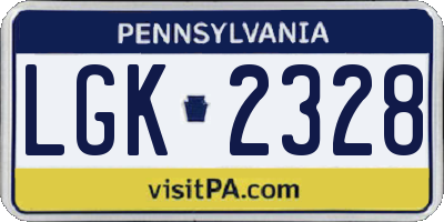 PA license plate LGK2328