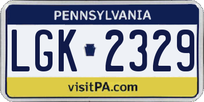PA license plate LGK2329