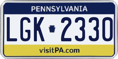 PA license plate LGK2330