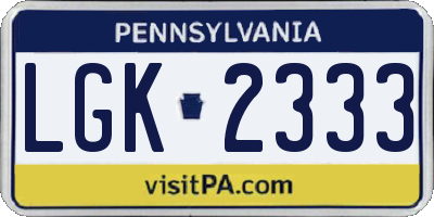 PA license plate LGK2333