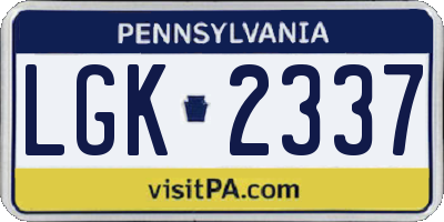 PA license plate LGK2337