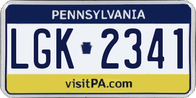 PA license plate LGK2341