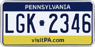 PA license plate LGK2346