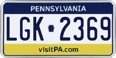 PA license plate LGK2369