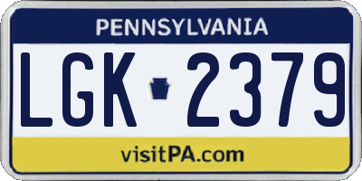 PA license plate LGK2379