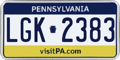 PA license plate LGK2383