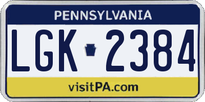 PA license plate LGK2384