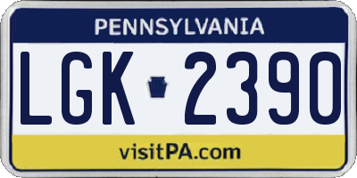 PA license plate LGK2390