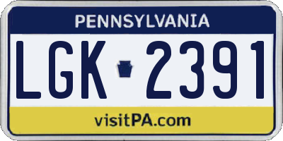 PA license plate LGK2391