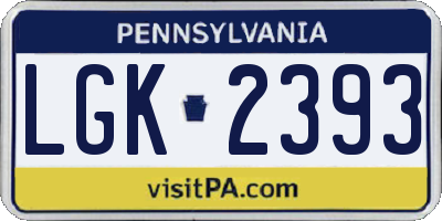 PA license plate LGK2393