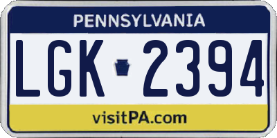 PA license plate LGK2394