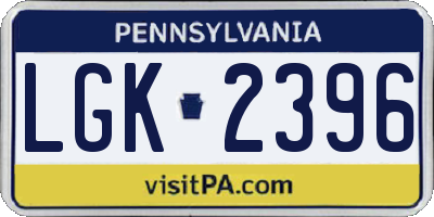 PA license plate LGK2396