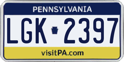 PA license plate LGK2397