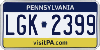 PA license plate LGK2399