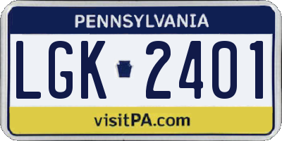 PA license plate LGK2401