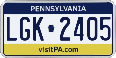 PA license plate LGK2405