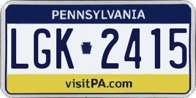 PA license plate LGK2415