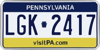 PA license plate LGK2417