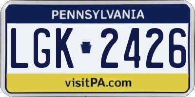 PA license plate LGK2426