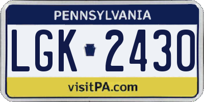 PA license plate LGK2430