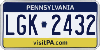PA license plate LGK2432