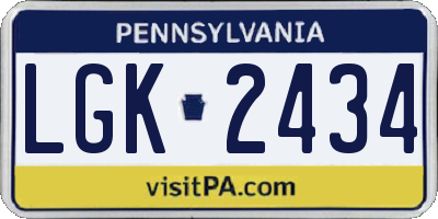 PA license plate LGK2434