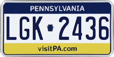 PA license plate LGK2436