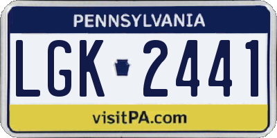 PA license plate LGK2441