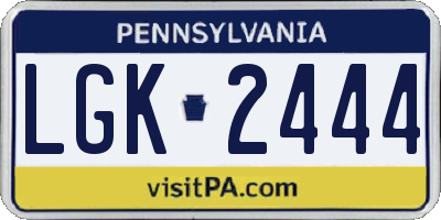 PA license plate LGK2444
