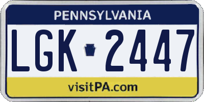 PA license plate LGK2447